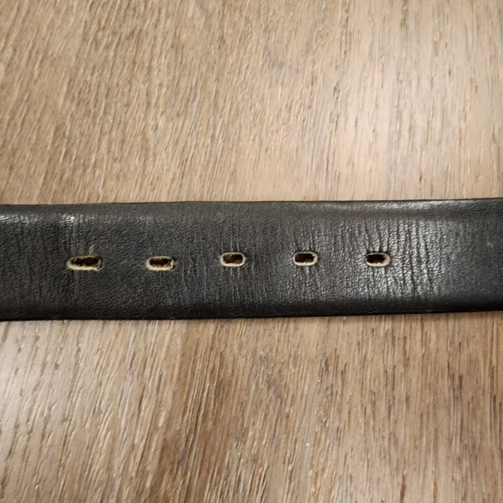 Vintage Streve Slots Saddle Leather Black Belt Brass Tone Buckle Men's size 30